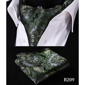 Forest Green Paisley Silk Ascot/Cravat Tie & Handkerchief-Ascot Ties-Gentleman.Clothing