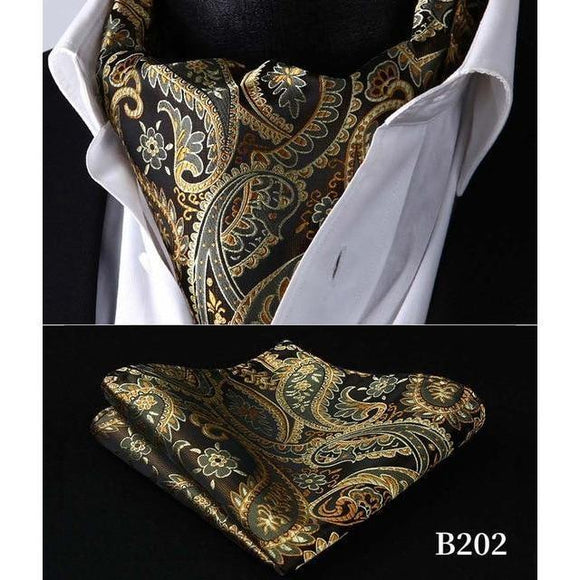Forest Paisley Silk Ascot/Cravat Tie & Handkerchief-Ascot Ties-Gentleman.Clothing
