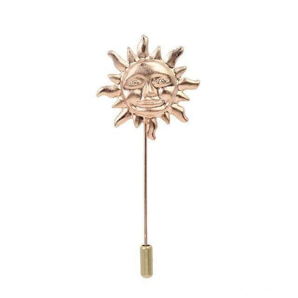 Gold Rustic Sun Brooch-Brooches-Gentleman.Clothing