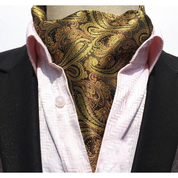 Golden Gentleman Silk Ascot/Cravat Tie-Ascot Ties-Gentleman.Clothing