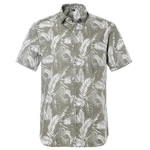 Khaki Palm Hawaiian Cotton Short Sleeve Shirt-Shirt-Gentleman.Clothing