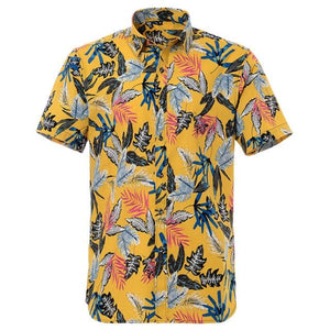 Lemon Palm Hawaiian Cotton Short Sleeve Shirt-Shirt-Gentleman.Clothing