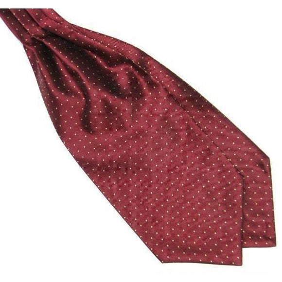 Maroon Polka Dot Ascot/Cravat Tie-Ascot Ties-Gentleman.Clothing