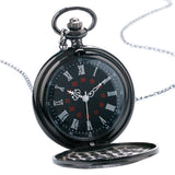 Men's Black Engraved Pocket Watch-Watches-Gentleman.Clothing