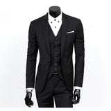 Men's Black One Button Slim Fit Suit - Three Piece-Suit-Gentleman.Clothing