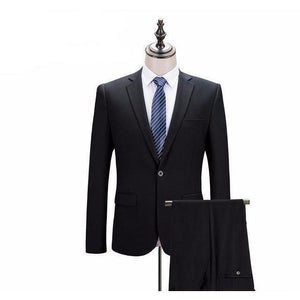 Men's Black One Button Slim Fit Suit - Two Piece-Suit-Gentleman.Clothing