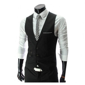 Men's Black Slim Fit Vest-Vest-Gentleman.Clothing