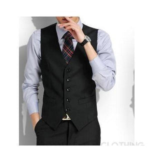Men's Black Slim Fit Vest-Vest-Gentleman.Clothing