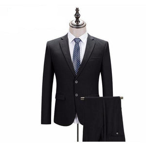 Men's Black Two Button Slim Fit Suit - Two Piece-Suit-Gentleman.Clothing