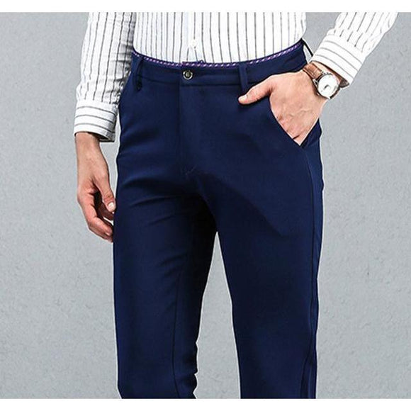 Men's Blue Slim Fit Dress Pants - Multiple Sizes-Pants-Gentleman.Clothing