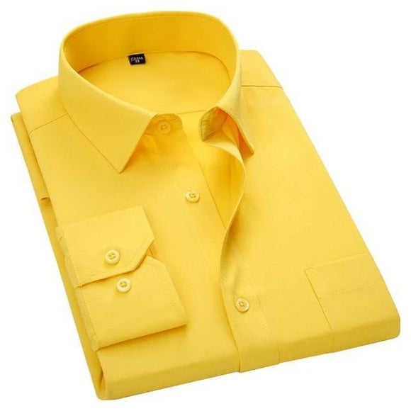 Men's Bright Yellow Dress Shirt-Shirt-Gentleman.Clothing
