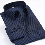 Men's Dark Blue Striped Dress Shirt - Multiple Sizes-Shirt-Gentleman.Clothing
