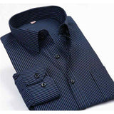 Men's Deep Blue Striped Dress Shirt-Shirt-Gentleman.Clothing