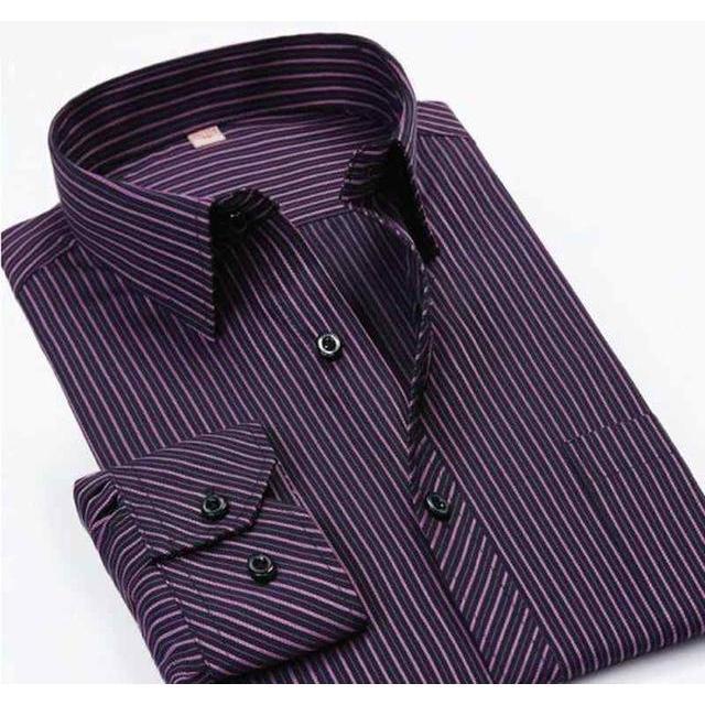 mens purple striped dress shirt Unique Bargains Men's Casual Striped Long Sleeves Button Down Dress Shirts XL Purple White