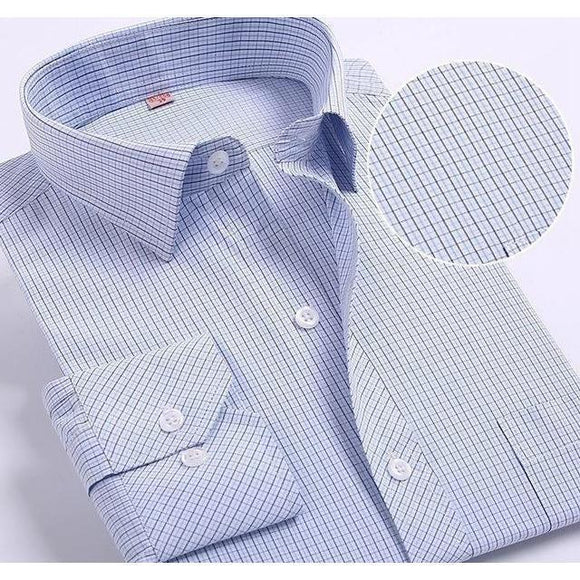 Men's Fine White/Blue Striped Dress Shirt-Shirt-Gentleman.Clothing