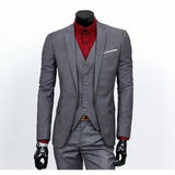 Men's Gray One Button Slim Fit Suit - Three Piece-Suit-Gentleman.Clothing