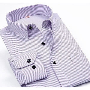 Men's Lavender Striped Dress Shirt-Shirt-Gentleman.Clothing