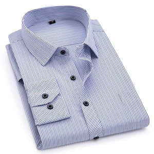 Men's Light Blue Striped Dress Shirt-Shirt-Gentleman.Clothing