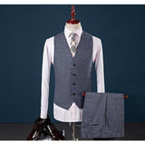 Men's Light Gray Two Button Slim Fit Suit - Three Piece-Suit-Gentleman.Clothing