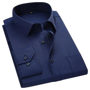 Men's Navy Blue Dress Shirt-Shirt-Gentleman.Clothing