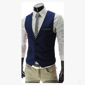 Men's Navy Slim Fit Vest-Vest-Gentleman.Clothing