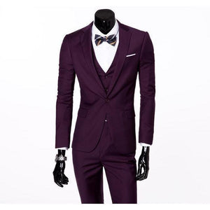 Men's Purple One Button Slim Fit Suit - Three Piece-Suit-Gentleman.Clothing