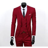 Men's Red One Button Slim Fit Suit - Three Piece-Suit-Gentleman.Clothing