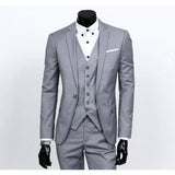 Men's Silver One Button Slim Fit Suit - Three Piece-Suit-Gentleman.Clothing