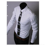 Men's White Slim Fit Dress Shirt-Shirt-Gentleman.Clothing