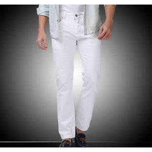 Men's White Slim Fit Straight Jeans - Multiple Sizes-Jeans-Gentleman.Clothing