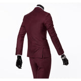 Men's Wine One Button Slim Fit Suit - Three Piece-Suit-Gentleman.Clothing