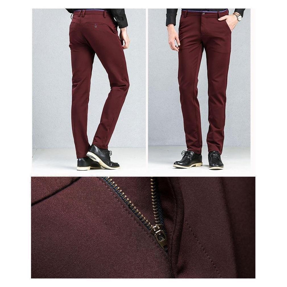 Men's Wine Slim Fit Dress Pants