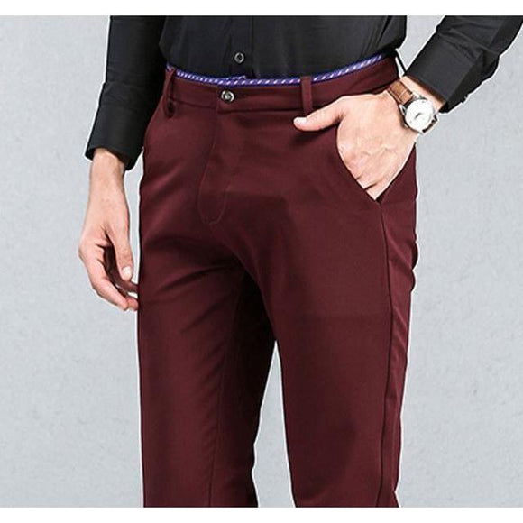 Men's Wine Slim Fit Dress Pants - Multiple Sizes-Pants-Gentleman.Clothing