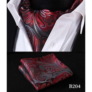 Modern Red Paisley Ascot/Cravat Tie & Handkerchief-Ascot Ties-Gentleman.Clothing
