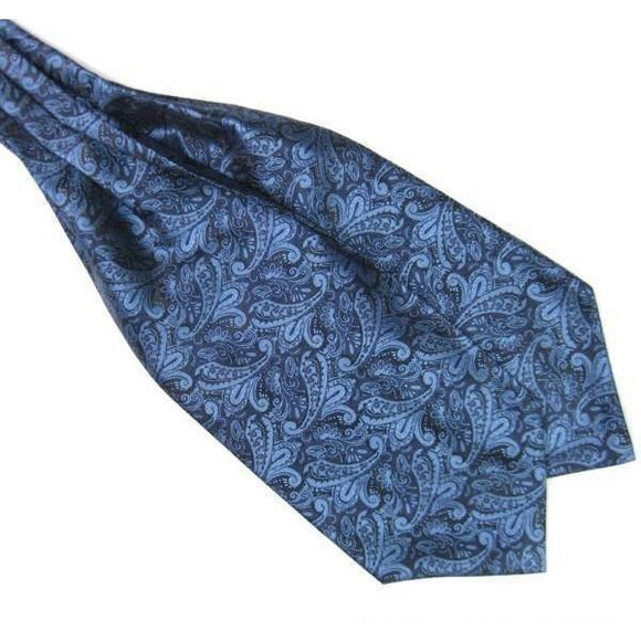 Navy Blue Paisley Gentleman Collection Ascot/Cravat Tie-Ascot Ties-Gentleman.Clothing