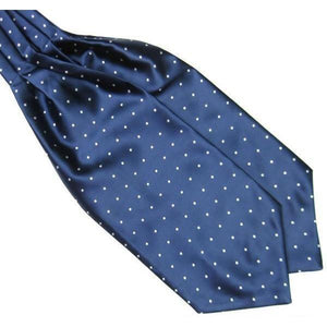 Navy Blue Polka Dot Ascot/Cravat Tie-Ascot Ties-Gentleman.Clothing