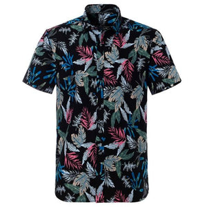 Neon Palm Hawaiian Cotton Short Sleeve Shirt-Shirt-Gentleman.Clothing