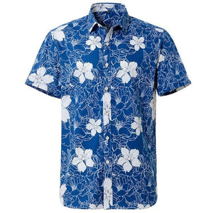 Ocean Hibiscus Hawaiian Cotton Short Sleeve Shirt-Shirt-Gentleman.Clothing
