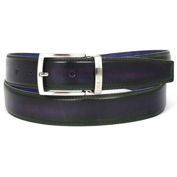 PAUL PARKMAN Men's Leather Belt Dual Tone Green & Purple-Belts-Gentleman.Clothing