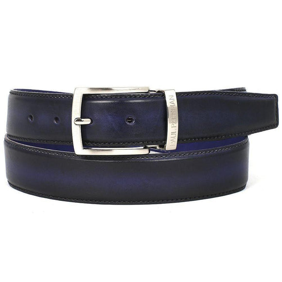 PAUL PARKMAN Men's Leather Belt Dual Tone Navy & Blue-Belts-Gentleman.Clothing