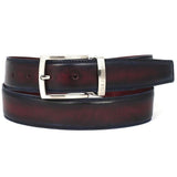 PAUL PARKMAN Men's Leather Belt Dual Tone Navy & Bordeaux-Belts-Gentleman.Clothing