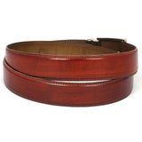 PAUL PARKMAN Men's Leather Belt Hand-Painted Reddish Brown-Belts-Gentleman.Clothing