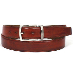 PAUL PARKMAN Men's Leather Belt Hand-Painted Reddish Brown-Belts-Gentleman.Clothing