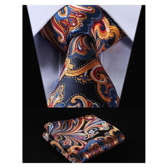 Paisley Wide Necktie & Handkerchief Collection-Neckties-Gentleman.Clothing