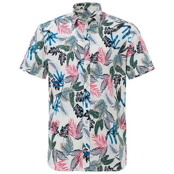 Pastel Palm Hawaiian Cotton Short Sleeve Shirt-Shirt-Gentleman.Clothing