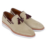 Paul Parkman Hand-Made Smart Casual Tassel Loafers Beige Suede-Shoes-Gentleman.Clothing