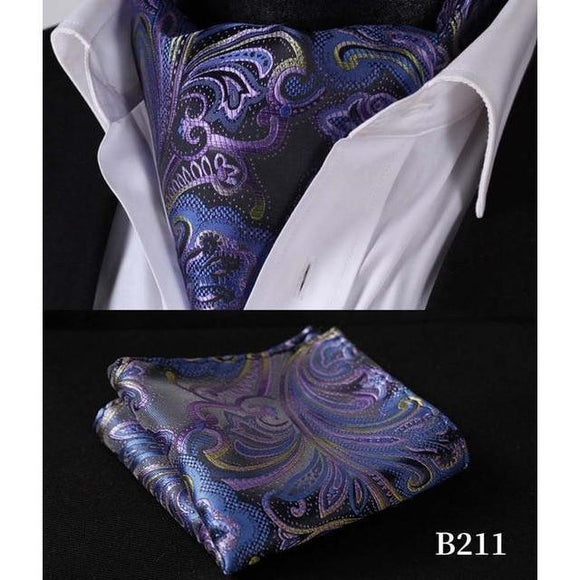 Purple Luxury Paisley Silk Ascot/Cravat Tie & Handkerchief-Ascot Ties-Gentleman.Clothing