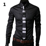 Replacement New Argyle luxury men's top Formal Social Business Style Slim Soft Comfort Long Sleeve Casual Dress Tops Gift For Men Clothing-Gentleman.Clothing