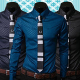 Replacement New Argyle luxury men's top Formal Social Business Style Slim Soft Comfort Long Sleeve Casual Dress Tops Gift For Men Clothing-Gentleman.Clothing