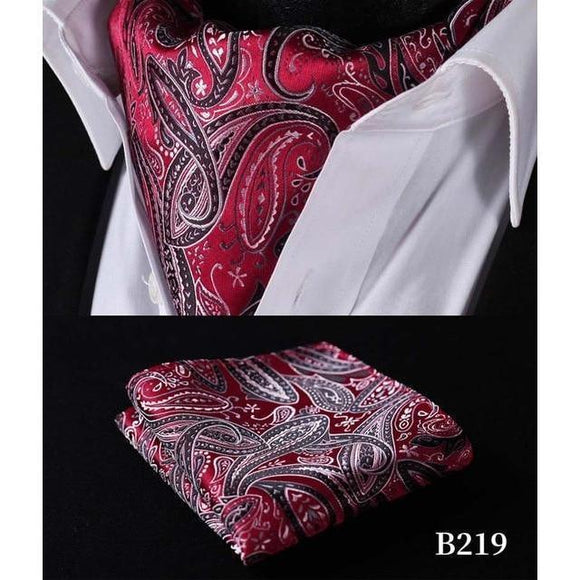 Royal Red Silk Ascot/Cravat Tie & Handkerchief-Ascot Ties-Gentleman.Clothing